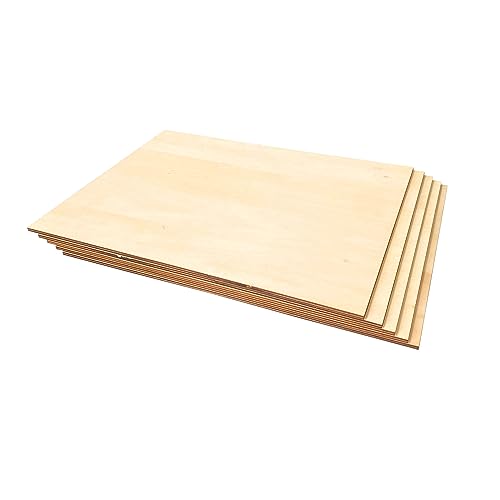 5 Pack Unfinished Basswood Sheet 12x16x3/16 Inch Thick Plywood Board Wooden Rectangle Panels for Lasercuting Burning DIY Crafts