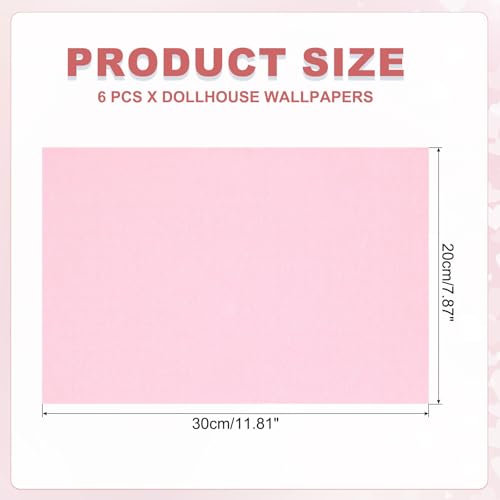 uxcell 6 Sheets Miniature Dollhouse Wallpaper, Silk Pattern Self-Adhesive PVC Flooring Wall, Mini Wall Decor for Dollhouse Sand Table Model Accessories 11.81 x 7.87 Inch (Pink) - color: Pink