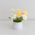 Crochet Flowers Cute Potted Flower, Handmade Knitting Myosotis Flower - color: Gradient Yellow