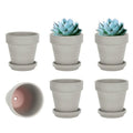 vensovo 4 Inch Grey Terracotta & Clay Pots with Saucer, 6 Pack - color: Gray