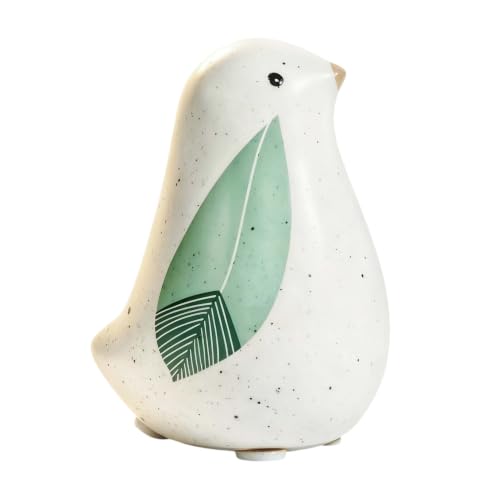 Ceramic Bird Figurine White Green Leaf Bird Statue Tabletop Decor 3.3 Inch - color: Small Bird