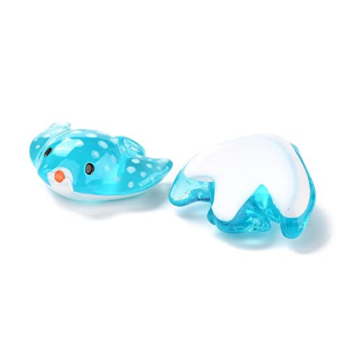 Stiesy 20 Pcs Resin Miniature Manta Ray Figurines Transparent Blue Marine Animal Decor for Crafting DIY Office Desk Garden Home Decor - color: Blue Manta Ray-20pcs