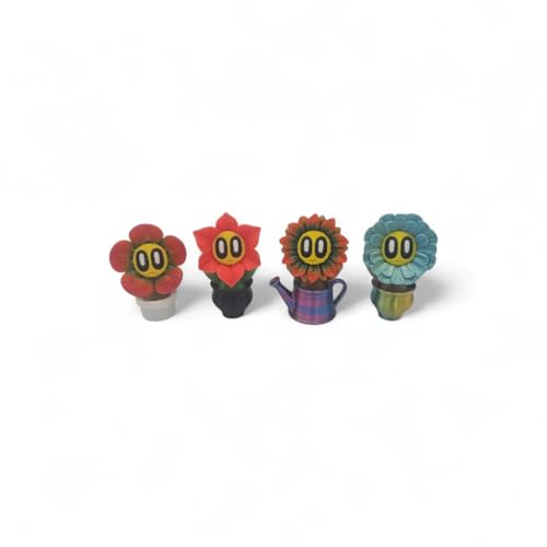 8-Pack Flower and Vase Pots – Unique Collectible Figurines – Includes 4 Vibrant Flowers with Matching Pots – Colorful Desk Display or Shelf Decor – Cute Miniature Plant Set