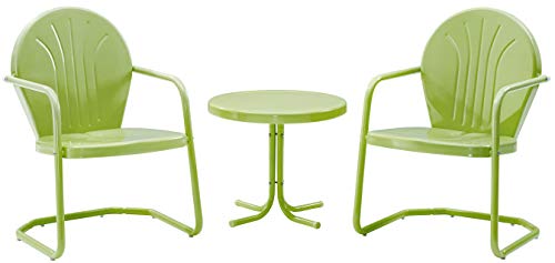 Crosley Furniture Griffith Retro Metal 3-Piece Chair & Side Table Set - color: Key Lime