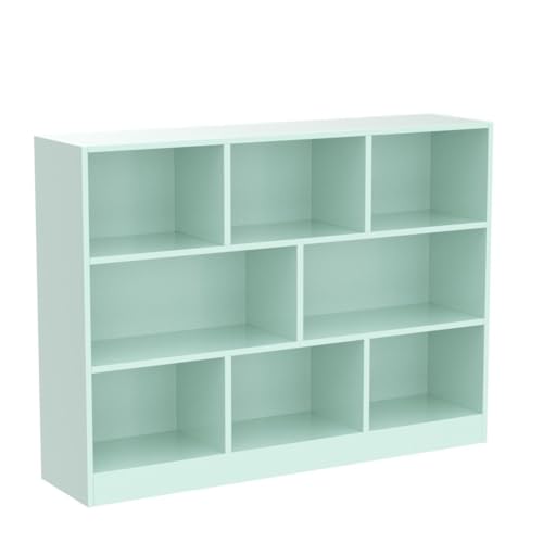 IOTXY Open Shelf Low Bookcase - Wooden 3-Tier Cube Bookshelf, Tiffany-Green - color: Tiffany Green, size: 100CM Base