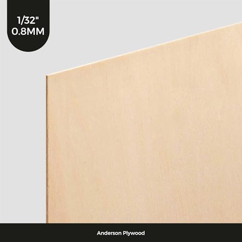 0.8mm 1/32" x 12" x 20" Aircraft Plywood Sheet (3pk) - AB/B Baltic Birch Material Perfect for Arts and Crafts, School Projects, Die-Cutting, and Wood Engraving - size: 1/32" x 12" x 20"
