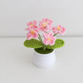 Crochet Flowers Cute Potted Flower, Handmade Knitting Myosotis Flower - color: Light Pink
