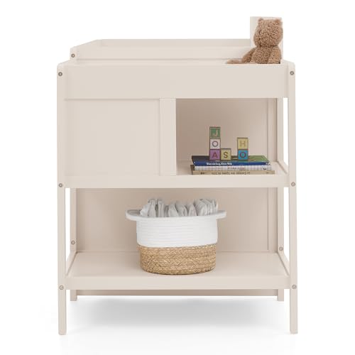 Delta Children Maya 5-in-1 Convertible Crib and Changer with Storage, Converts to Toddler Bed, Daybed, Sofa & Full Bed, Greenguard Gold Certified, 3 Mattress Heights for Baby, Soft Beige - color: Soft Beige