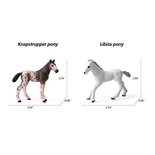 UANDME 8PCS Realistic Foal and Horse Figurines, Plastic Pony Toys for Girls and Boys, Horse Club Cake Topper and Party Decoration - style: 8PCS Foal Set
