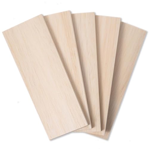Balsa Wood Sheets 1/2" Inch Thick 12" x 4" Unfinished Wooden Board by Craftiff (5 Pack)