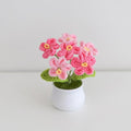Crochet Flowers Cute Potted Flower, Handmade Knitting Myosotis Flower - color: Gradient Pink