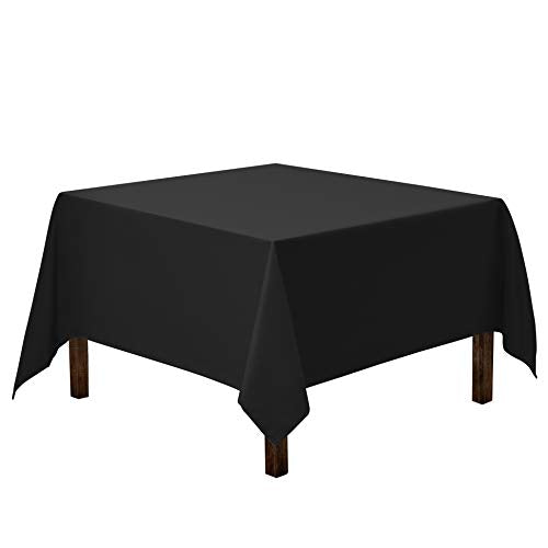 Gee Di Moda Square Tablecloth - 70 x 70 Inch Black Table Cloth for Medium Square or Round Tables - Heavy Duty Washable Fabric - for Buffet Table, Holiday Party, Dinner, Wedding & Baby Shower - color: Black, size: 70" x 70" (Square)