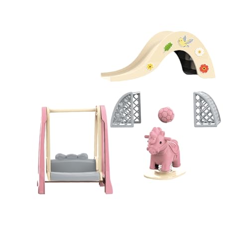 Family Dollhouse Accessories — Mini Playground Set with Swing & Slide, Rocking Horse, Soccer Goals, Screen-Free Add-On — Miniature Dollhouse Playset for Ages 3+ - style: Playground