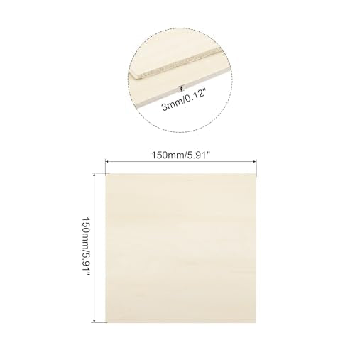 MECCANIXITY 3pcs Basswood Sheet 6x6x1/8 Inch Unfinished Wood Boards - size: 6 x 6 x 1/8 Inch