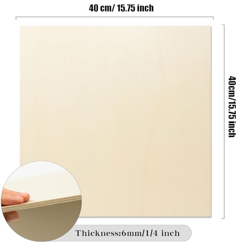 6 Pack 16 x 16 x 1/4 Inch-6mm Thick Basswood Sheets for Crafts Unfinished Plywood Sheets Boards Square Crafts Wood Sheets for DIY Laser Projects, Wood Burning, Engraving, Staining, Architectural Model - size: 16 x 16 x 1/4 Inch