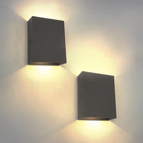 KICAAO LED Wall Sconces Set of Two, 12W Wall Light, Black Warm Light 3000K - color: Black