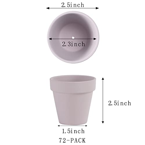 72 PCS Small Mini Pink Clay Pots with Drainage Holes, 2.5inch Terra Cotta Pot Clay Ceramic Pottery Planter, Succulent Nursery Pot/Cactus Plant Pot, for Indoor/Outdoor Plants, Crafts, Wedding Favor