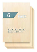 Cassny Unfinished Wood Pieces,6 Pack Basswood Sheets18 x12 x 1/16,Basswood Plywood Wood Sheets for Crafts,Perfect for Painting,Drawing,Laser,Engraving,Burning and CNC Cutting (12x18x1/16) - color: 12x18x1/16