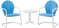 Crosley Furniture Griffith Retro Metal 3-Piece Chair & Side Table Set - color: Sky Blue