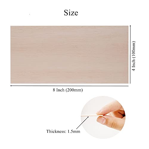 12 Pack Balsa Wood Sheets 1/16 x 4 x 8 Inch Unfinished Natural Wood - size: 8 x 4 x 1/16 inch