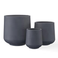 Kante Set of 3 Charcoal Concrete Curved Planters 16.5" 13" 9.4" Dia - color: Charcoal, size: Set of 3: 15.3" + 11.6" + 8.2" D