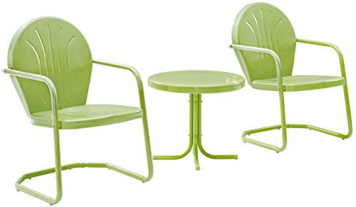 Crosley Furniture Griffith Retro Metal 3-Piece Chair & Side Table Set - color: Key Lime