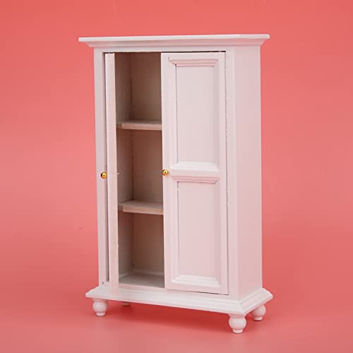 1:12 Scale Dollhouse Wardrobe Wooden Miniature Furniture with Hanging Door for Dollhouse Bedroom Doll House Accessories for 1:12 Scale
