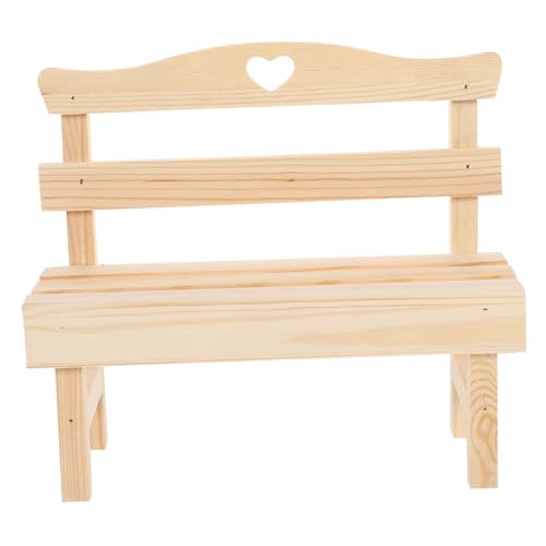 Toyvian Mini Wooden Bench Decorative Pine Photo Prop for Dollhouse Furniture Miniature Garden Bench for Porch Shelf Windowsill Desk and Landscape Display