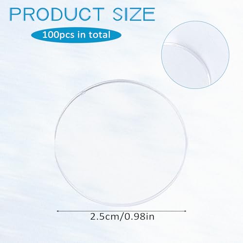 NICENEEDED 100 PCS Clear Acrylic Circles, 2.5 CM Circular Miniature Bases Blanks Acrylic Disc, Round Transparent Flat Base for Miniatures DIY Art Projects Suplies