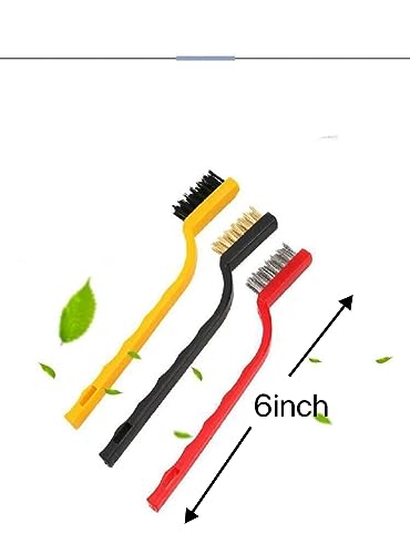Katartizo 5Pcs Kitchen Stove Cleaning Brush + Scraper Tool Set, Heavy Duty Scraper for Gas Burners Cooktop Pot Pan Brass, Stainless Steel and Nylon Brush Head Brushes for Range Hood Grease Grime