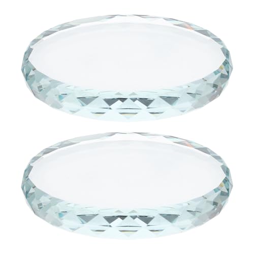 VOSAREA Round Glass Display Base 2 pcs 2.95 X 2.95 X 0.39 in