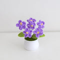 Crochet Flowers Cute Potted Flower, Handmade Knitting Myosotis Flower - color: Dark Purple