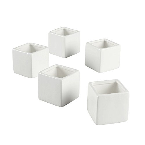 Ivy Lane Design Smooth Square Flower Pots, White, Set of 5 - color: White, size: Square