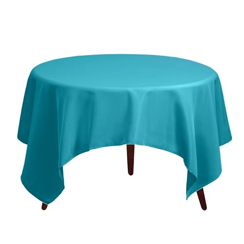 Gee Di Moda Square Tablecloth - 52 x 52 Inch Caribbean Table Cloth for Small Square or Round Tables - Heavy Duty Washable Fabric - for Buffet Table, Holiday Party, Dinner, Wedding & Baby Shower - color: Caribbean, size: 52" x 52" (Square)