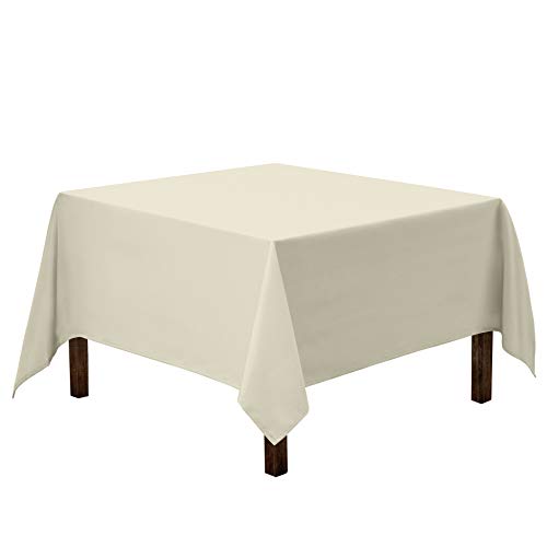 Gee Di Moda Square Tablecloth - 52 x 52 Inch Ivory Table Cloth for Small Square or Round Tables - Heavy Duty Washable Fabric - for Buffet Table, Holiday Party, Dinner, Wedding & Baby Shower - color: Ivory, size: 52" x 52" (Square)