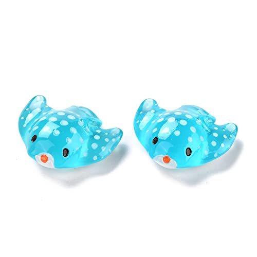 Stiesy 20 Pcs Resin Miniature Manta Ray Figurines Transparent Blue Marine Animal Decor for Crafting DIY Office Desk Garden Home Decor - color: Blue Manta Ray-20pcs