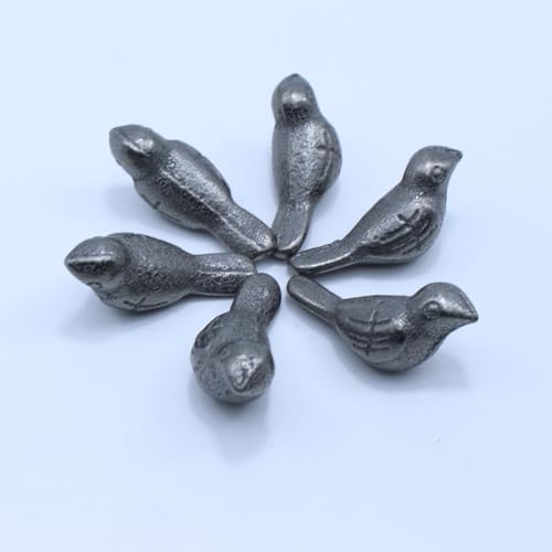 DoubleWood Cast Iron Bird Figurine, 2 Inch Decorative Birds Sculpture, Metal Mini Bird Garden Statue, Farmhouse Decor, Collectible Animal Figurines Outdoor Statues (Set of 6)
