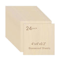 24 Pack Plywood Sheets, 4" x 4"x 0.2" Basswood Sheets - color: 24 Pack, size: 4" x 4"x 0.2"