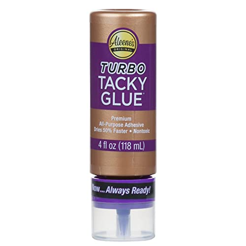 Aleene's Turbo Tacky Glue for Crafts in Always Ready Bottle, Strong Bond Adhesive, Nontoxic, Dries Clear, 4 fl oz - size: 4-Ounce