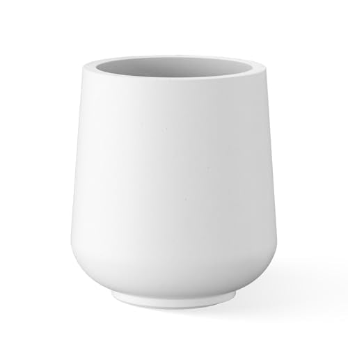 Kante Accent Round Curved White Concrete Planter 13" Dia, Outdoor - color: Pure White, size: 11.6" D
