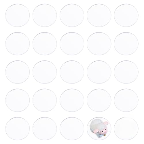 NICENEEDED 100 PCS Clear Acrylic Circles, 2.5 CM Circular Miniature Bases Blanks Acrylic Disc, Round Transparent Flat Base for Miniatures DIY Art Projects Suplies