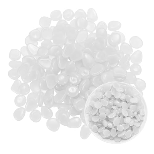 M METERXITY 200-Pack Glow in The Dark Rocks, 0.79" Resin Outdoor Garden Decorations Luminous Pebbles Stones for Garden Plants/Aquarium/Backyard Path, Aquarium Gravel [White] - color: White