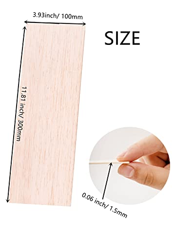 12 Pack Balsa Wood Sheets 1/16 x 4 x 12 Inch Unfinished Natural Wood - size: 12 x 4 x 1/16 inch
