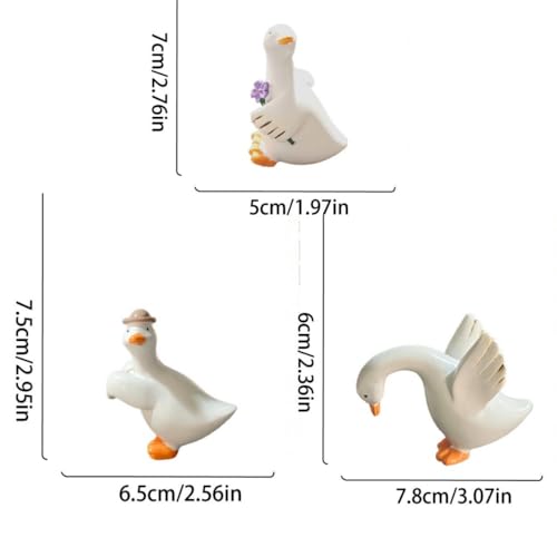 3 PCS White Goose Statues Pot Hugger Decorations for Plant, Miniature Duck Garden Decor Outdoor Women Gifts Figurines Plant Hangers Decor for Flower,Yard,Lawn Ornaments (White) - color: White