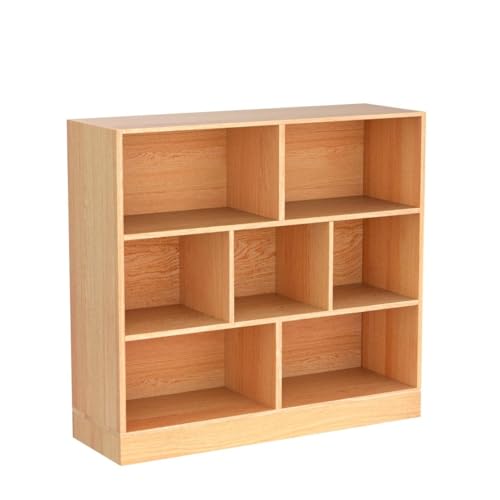 IOTXY Open Shelf Low Bookcase - Wooden 3-Tier Cube Bookshelf, Pear Yellow - color: Pear Yellow, size: 80CM Base