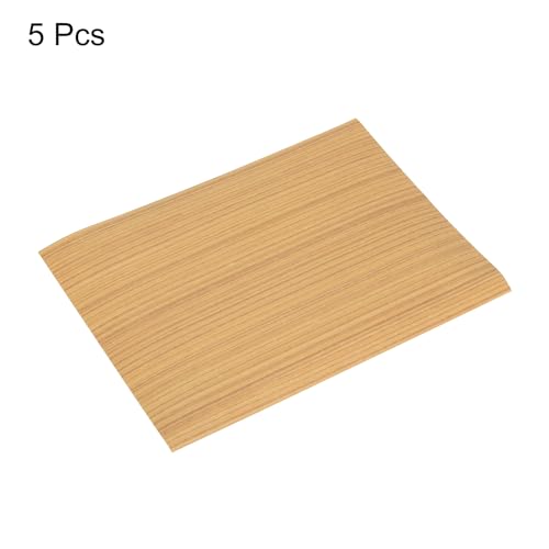 MECCANIXITY Dollhouse Floorboards 8.3 Inch x 5.8 Inch Teak Wood Veneer Dollhouse Flooring for Dollhouse Floor Wall Pack of 5 Pcs