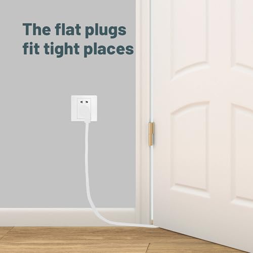 20 Ft White Flat Plug Extension Cord with 3 Outlets, 16 Gauge Heavy Duty - color: White, size: 20 FT