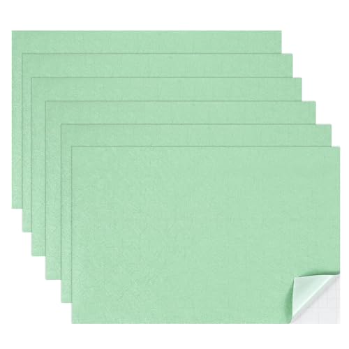 uxcell 6 Sheets Miniature Dollhouse Wallpaper, Silk Pattern Self-Adhesive PVC Flooring Wall, Mini Wall Decor for Dollhouse Sand Table Model Accessories 11.81 x 7.87 Inch (Green) - color: Green