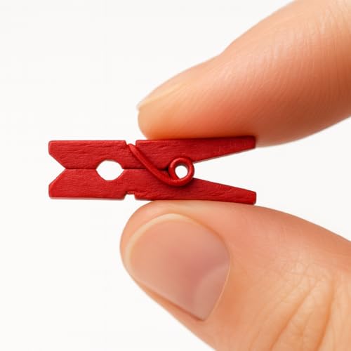 LWR CRAFTS Wooden Mini Clothespins 100 Per Pack 1" 2.5cm (Red) - color: Red