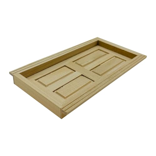 Cayway 2 PCS Dollhouse Windows, 1 PCS Miniature Wooden Door,1:12 Scale Mini Window Frame for DIY Dollhouse or Model Town Accessory